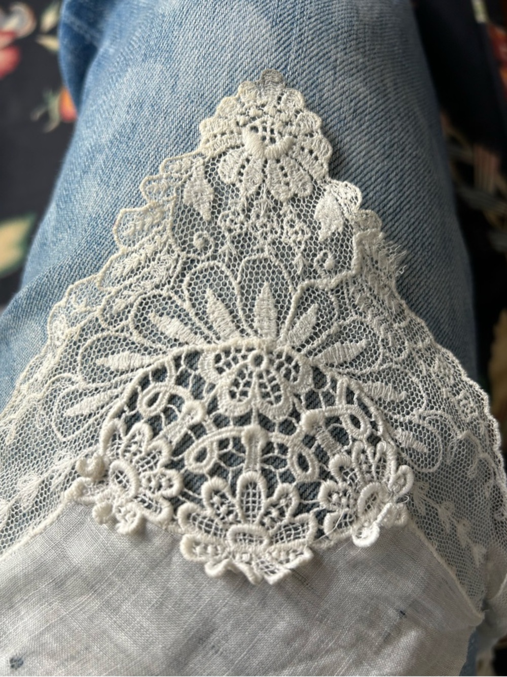 Antique lace edged hankie .